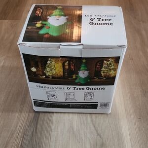 LED Inflatable 6' Tree Gnome - Green and White